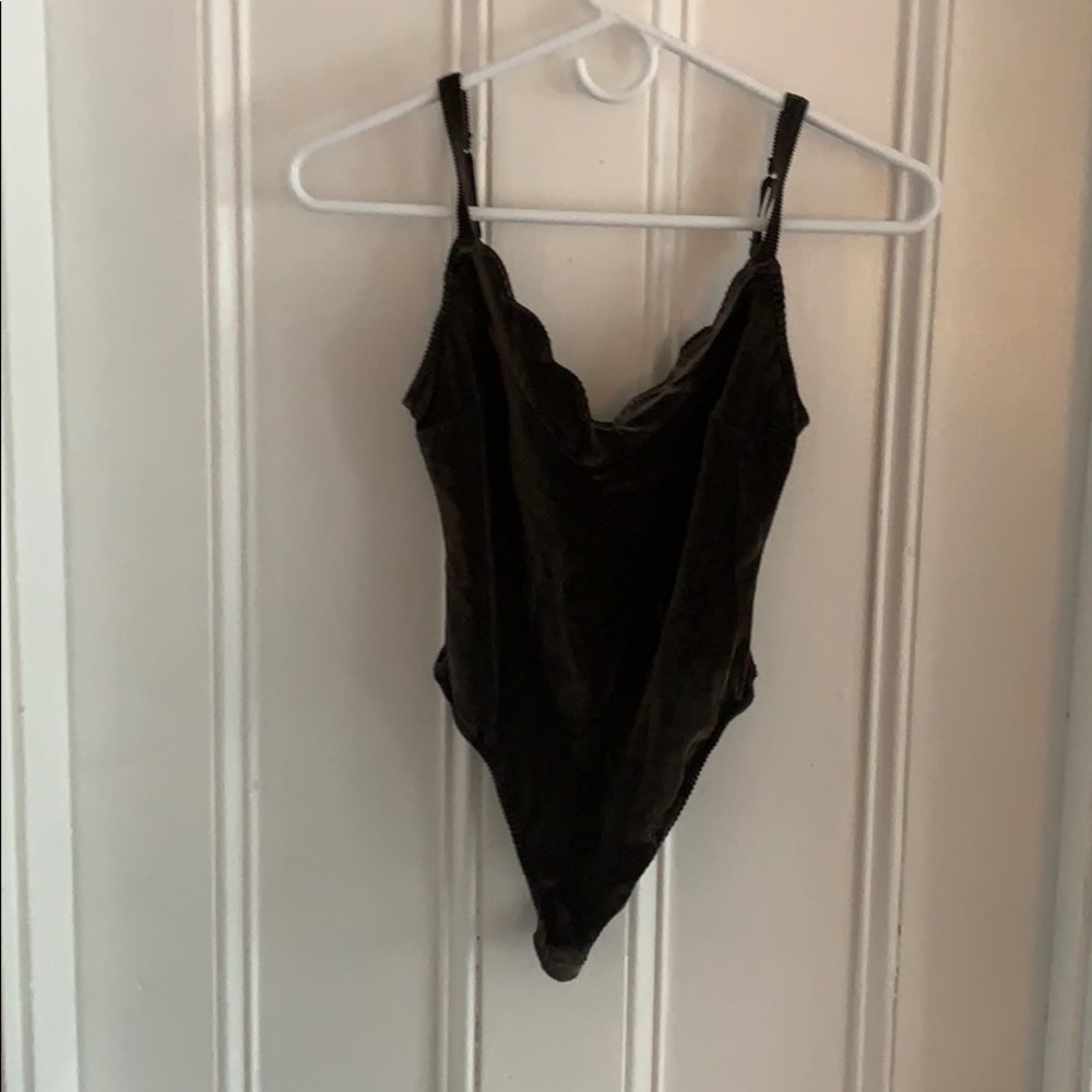 Silver velvet body suit